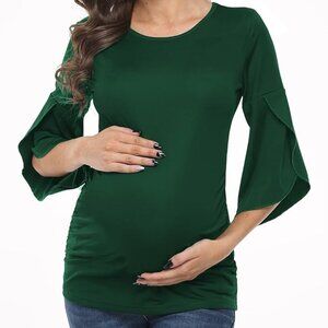 EUC Love2Mi Maternity Size Large 3/4 Sleeve Casual Green Maternity Top